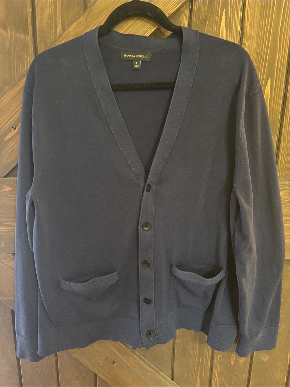 Banana Republic Men's Navy Button-Front V-Neck Cardigan